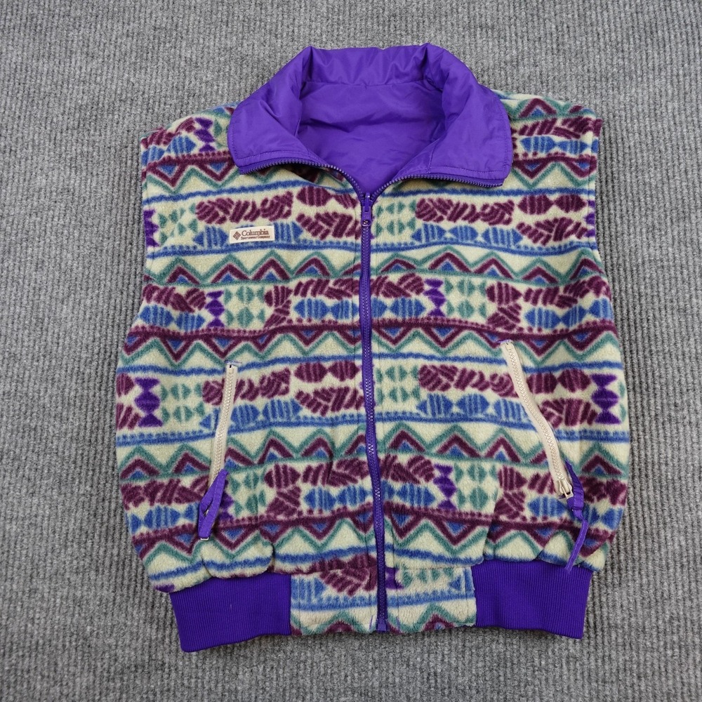 Vintage Colorado Rockies Vest Womens Large Purple MLB Reversible Columbia Fleece - Picture 4 of 10